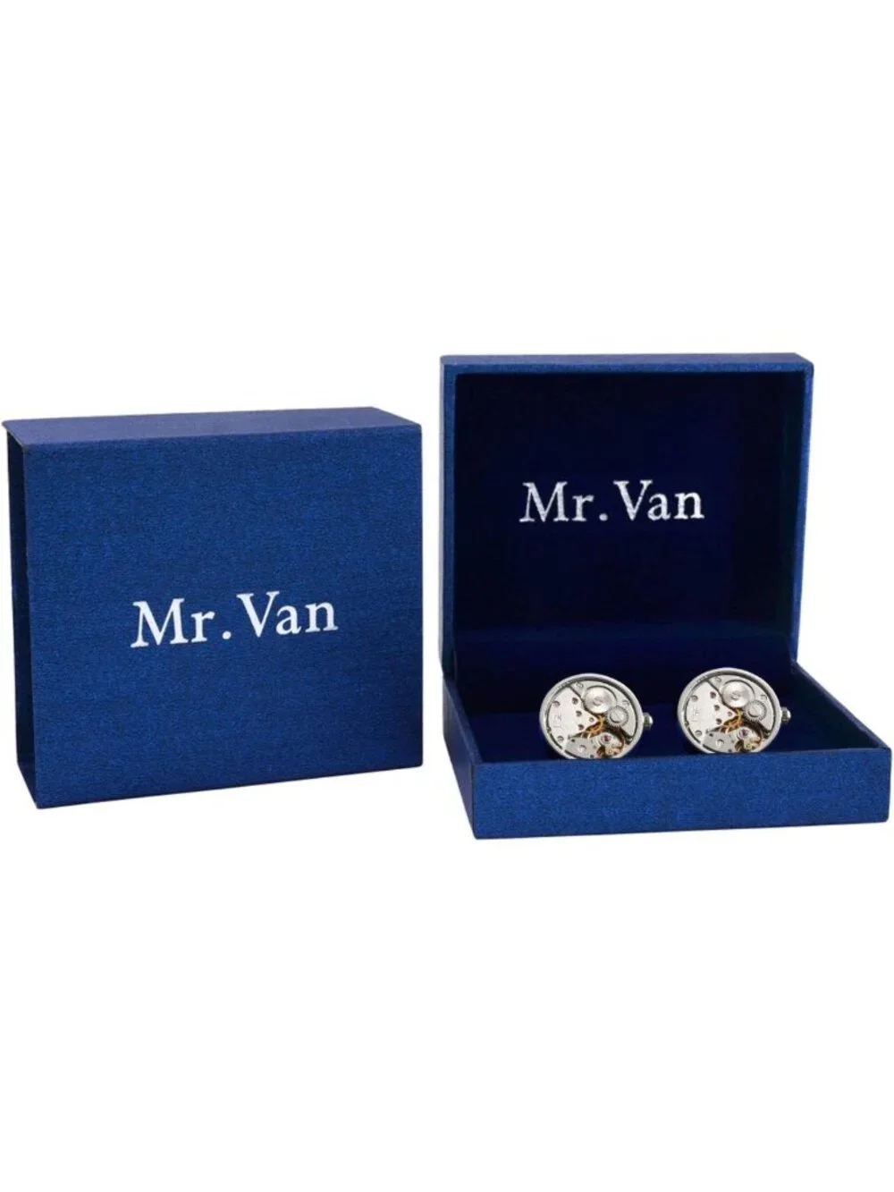 Steampunk Gear Cufflinks for Men - Watch Movement Design, Brass, Gift Box